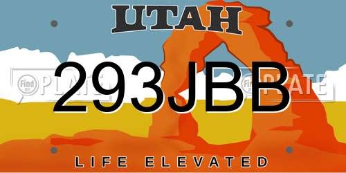 293JBB Utah License Plate