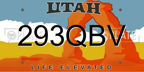 293QBV Utah License Plate
