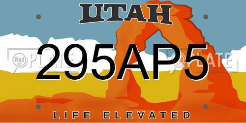295AP5 Utah License Plate