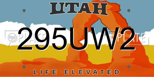 295UW2 Utah License Plate