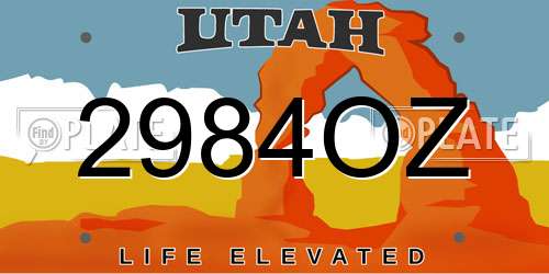 2984OZ Utah License Plate