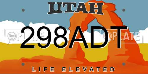 298ADT Utah License Plate