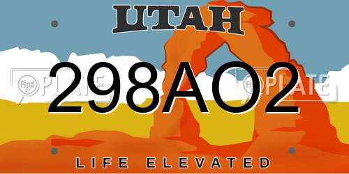 298AO2 Utah License Plate