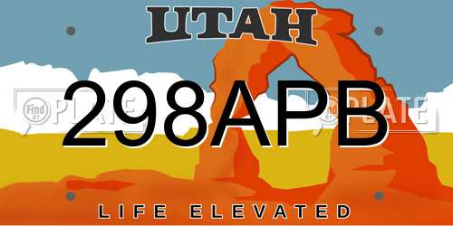 298APB Utah License Plate