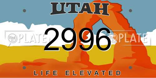 2996 Utah License Plate