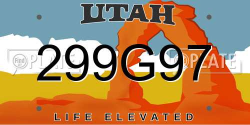 299G97 Utah License Plate