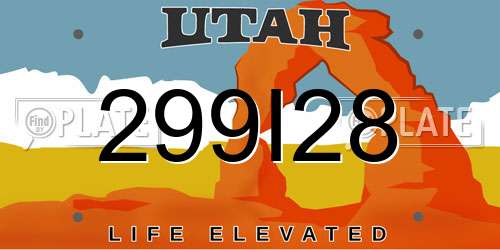 299I28 Utah License Plate