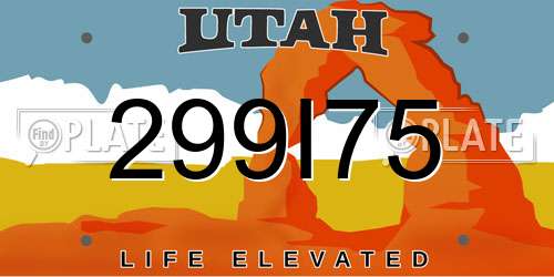 299I75 Utah License Plate