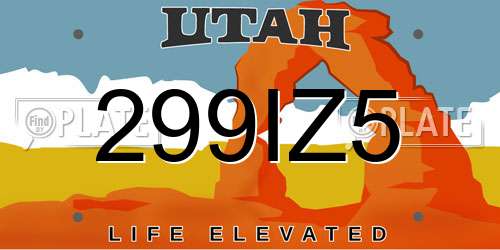 299IZ5 Utah License Plate