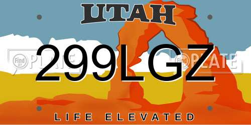 299LGZ Utah License Plate
