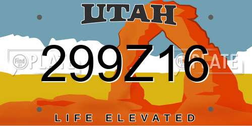 299Z16 Utah License Plate
