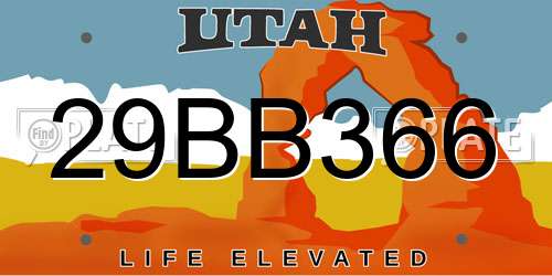 29BB366 Utah License Plate
