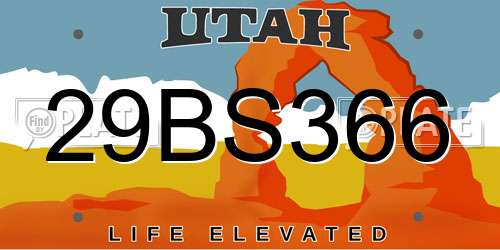 29BS366 Utah License Plate
