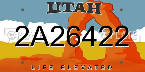 2A26422 Utah License Plate