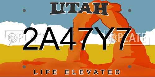 2A47Y7 Utah License Plate