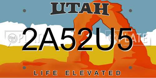 2A52U5 Utah License Plate