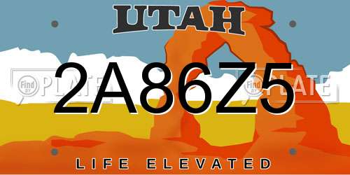 2A86Z5 Utah License Plate