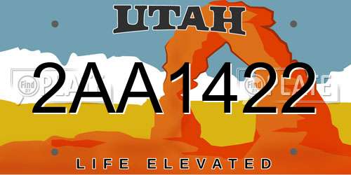 2AA1422 Utah License Plate