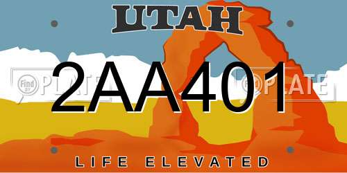 2AA401 Utah License Plate