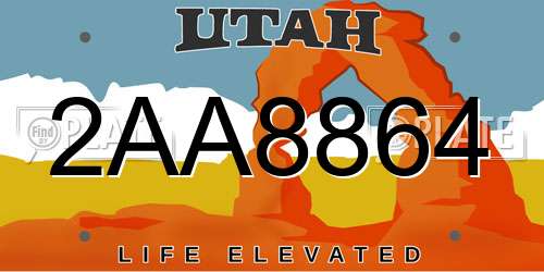 2AA8864 Utah License Plate