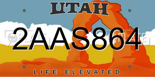2AAS864 Utah License Plate