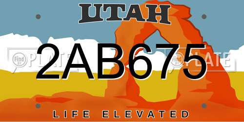 2AB675 Utah License Plate