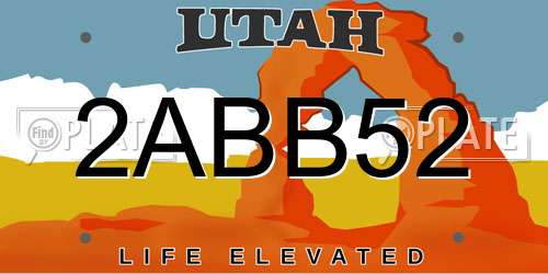 2ABB52 Utah License Plate