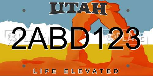 2ABD123 Utah License Plate