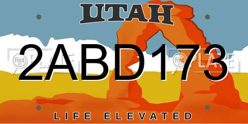 2ABD173 Utah License Plate