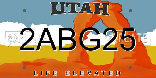 2ABG25 Utah License Plate
