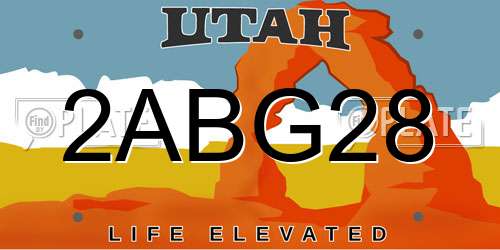 2ABG28 Utah License Plate