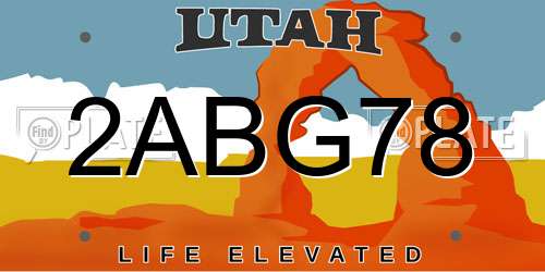2ABG78 Utah License Plate