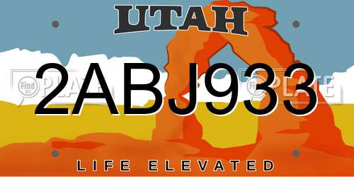 2ABJ933 Utah License Plate