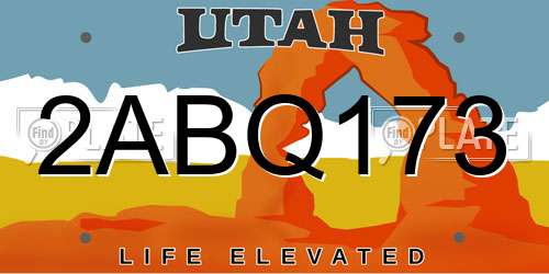 2ABQ173 Utah License Plate