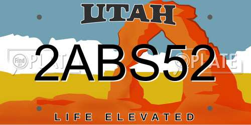 2ABS52 Utah License Plate