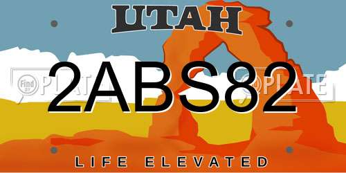 2ABS82 Utah License Plate
