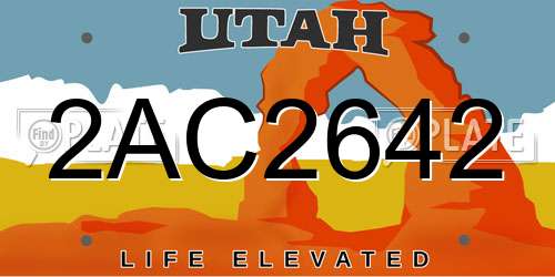 2AC2642 Utah License Plate