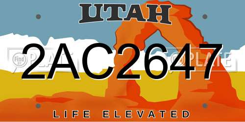 2AC2647 Utah License Plate