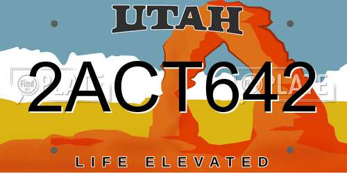 2ACT642 Utah License Plate