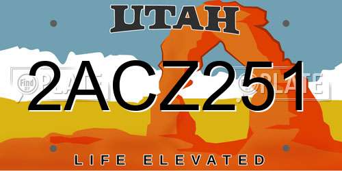 2ACZ251 Utah License Plate