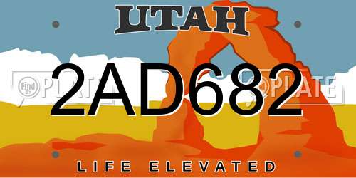 2AD682 Utah License Plate