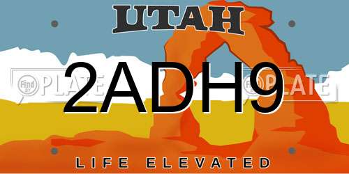 2ADH9 Utah License Plate