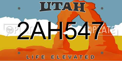 2AH547 Utah License Plate