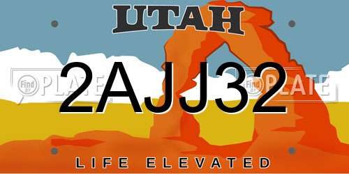 2AJJ32 Utah License Plate