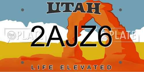 2AJZ6 Utah License Plate