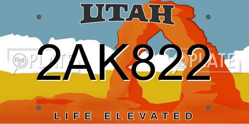 2AK822 Utah License Plate