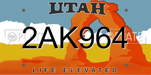 2AK964 Utah License Plate