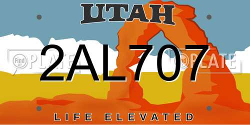2AL707 Utah License Plate
