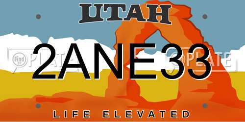 2ANE33 Utah License Plate