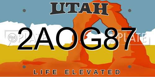 2AOG87 Utah License Plate